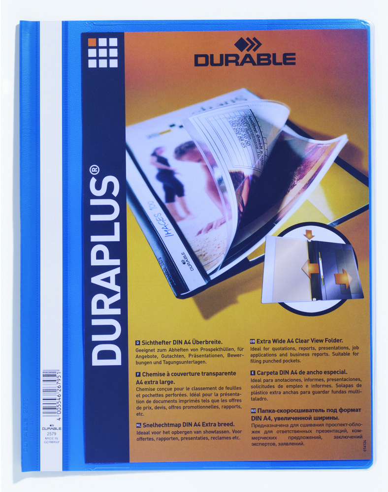 Hurtighefte Duraplus med innstikklomme A4 eurohulling blå Wulff Supplies