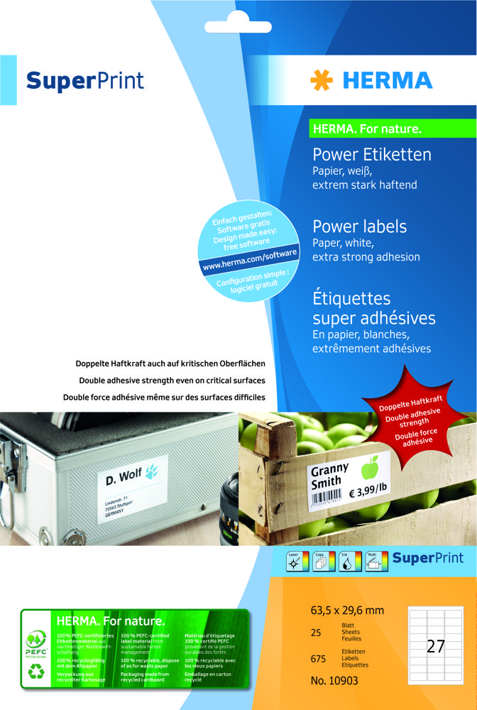 Etikett Herma Superprint Power 63,5x29,6 - Wulff Supplies