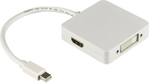 Mini DisplayPort Deltaco til DVI/HDMI/DisplayPort adapter - Wulff Supplies