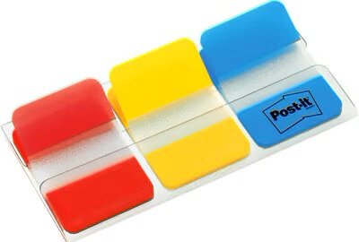 Index Post-it® Strong rød/gul/blå 3 farger, 22/farge - Wulff Supplies